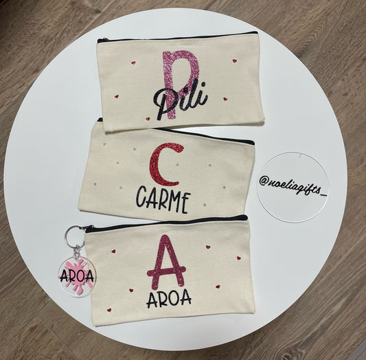 Neceser / Estuche de Lona Personalizado con Glitter