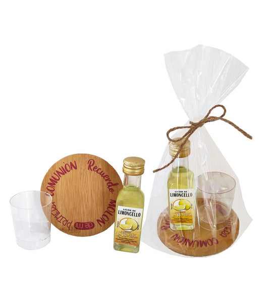 DECORACIÓN LICOR LIMONCELLO CON POSAVASOS Y CHUPITO