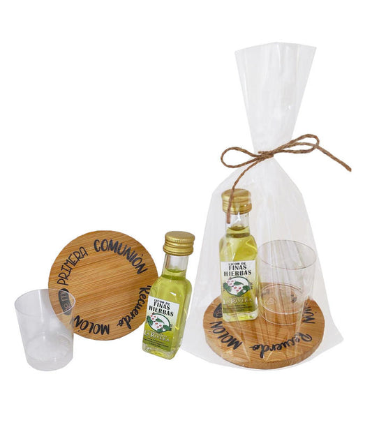 DECORACIÓN LICOR MARASCA HIERBAS CON POSAVASOS Y CHUPITO