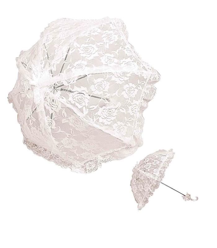 SOMBRILLA ENCAJE BLANCA FLORES